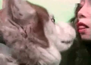 Asian slut gets fucked by a horny husky