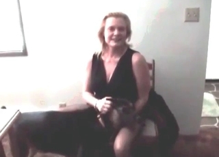 Horny dog fucking a slim zoophilic bombshell