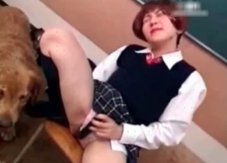 Naughty dog fucking a barely legal pussy