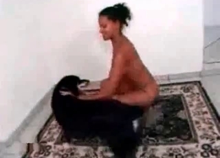 Beautiful zoophile chick and a horny dog