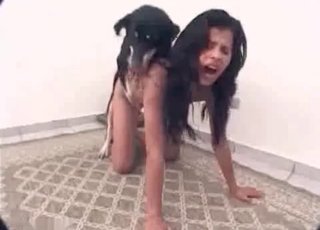 Hardcore sex session with a twisted dog