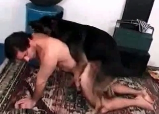 Guy's juicy asshole gets gaped by a dog