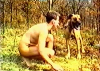 Dirty dude is about to molest a dog
