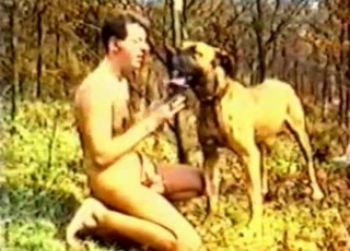 Dirty dude is about to molest a dog