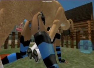 3D bestiality porn video with a loli