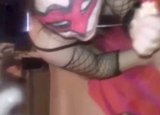 Fishnet-clad beauty blows a hung doggo