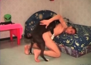 Prostate massage with a dog's cock