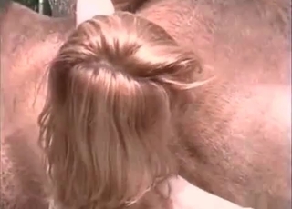 Outdoors hardcore with a horny dog