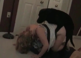 Black puppy seducing a MILF