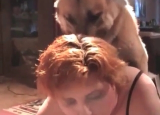 Seductive zoophile fucks a huge dog-beast