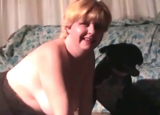 Wife fucking the pet in the bedroom