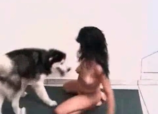 Sexy husky fucking a tranny on cam