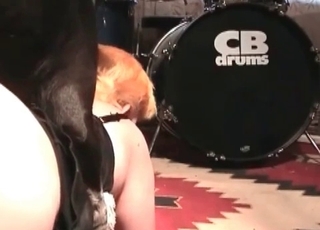 Slim zoophilic chick bangs a dog