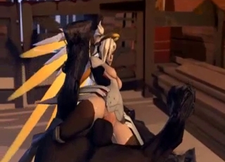 Overwatch blonde rides a horse boner