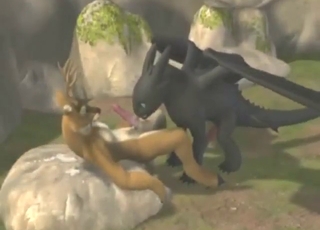 Deer vs dragon in a fucked-up zoo fuck video
