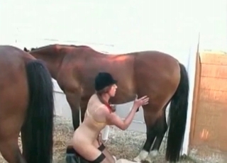 Deepthroating session with a huge animal