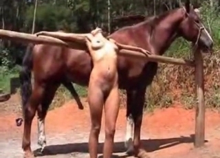Insane horse gets a deepthroat blowjob